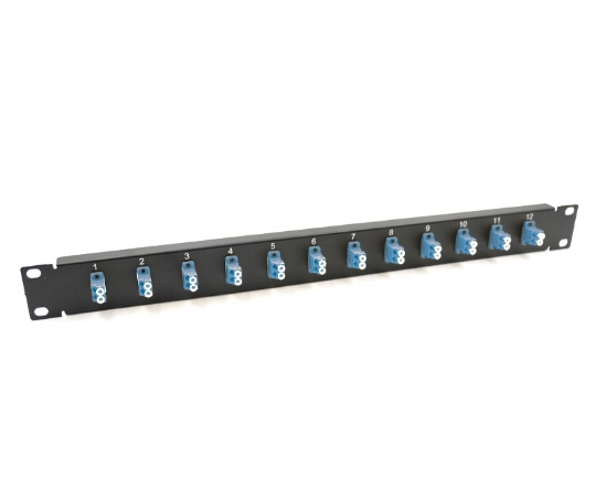 Picture of 19" 1U Panel with 12 Duplex LC Blue Adapters