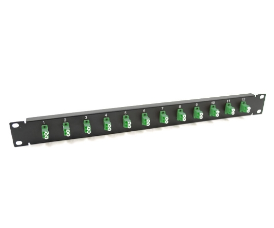 Picture of 19" 1U Panel with 12 Duplex LC Green Adapters