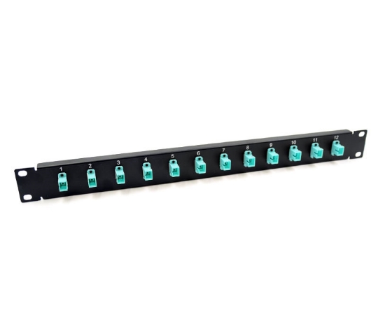 Picture of 19" 1U Panel with 12 Simplex SC Aqua Adapters