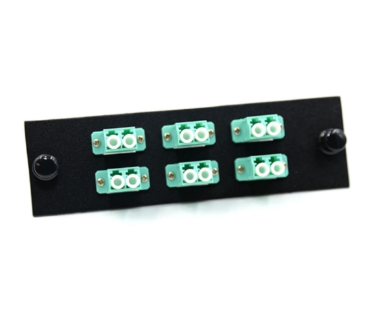 Picture of F-Type Plate with 6 Duplex LC Aqua Adapters