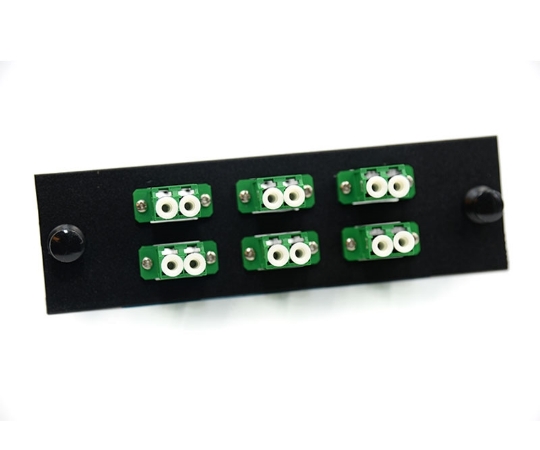 Picture of F-Type Plate with 6 Duplex LC Green Adapters