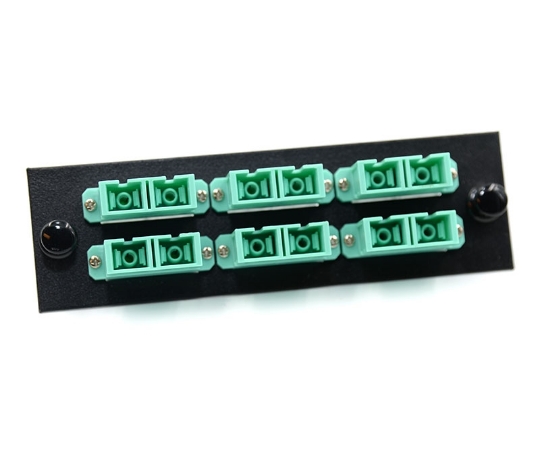 Picture of F-Type Plate with 6 Duplex SC Aqua Adapters