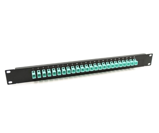 Picture of 19" 1U Panel with 24 Simplex SC Aqua Adapters