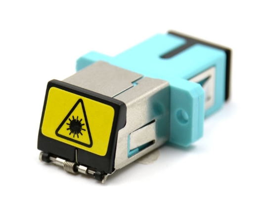 Picture of Shuttered SC Simplex Aqua Adapter with Flange