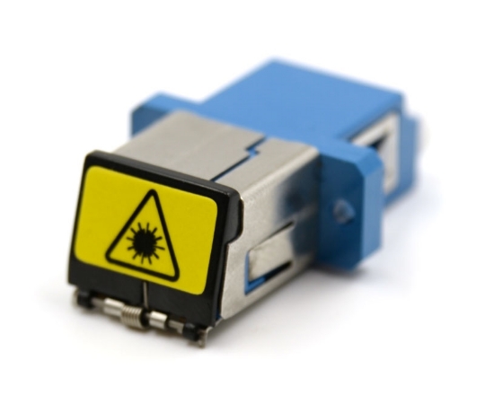 Picture of Shuttered LC Duplex Blue Adapter with Flange