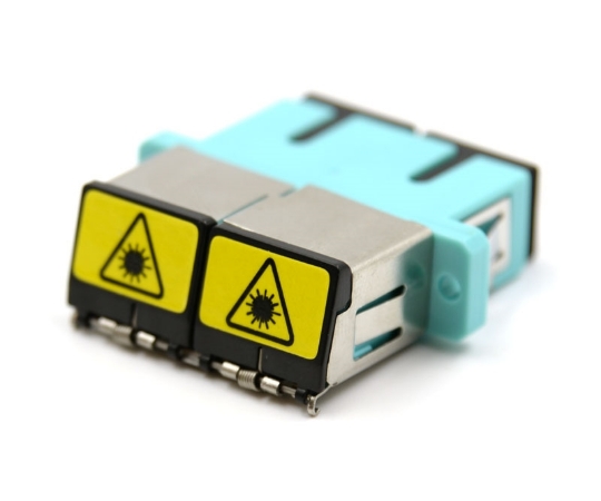 Picture of Shuttered SC Duplex Aqua Adapter with Flange