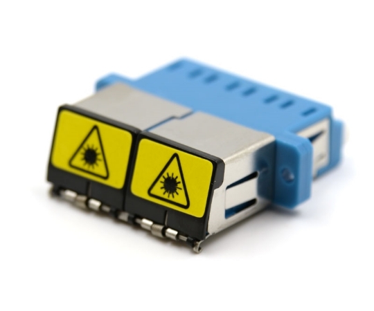 Picture of Shuttered SC Duplex Blue Adapter with Flange