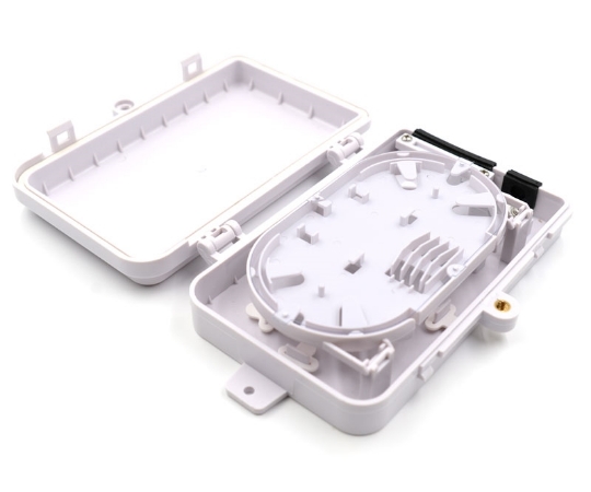 Picture of 4 Fiber Wall Mount Termination Box - Splice Tray Included - 5 Ports (x1) at 8mm and (x4) at 3mm