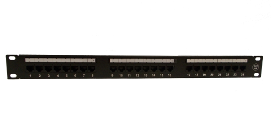 Picture of Cat6A 24 Port Unshielded 1U Copper Patch Panel, label markers