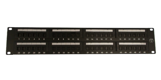 Picture of UTP Cat6A 48 Port Unshielded 2U Copper Patch Panel, label mark type