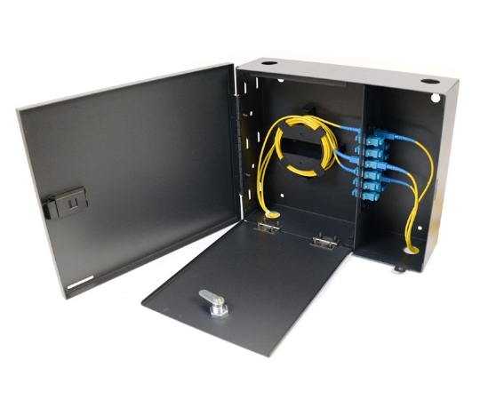 Picture of Wall Mount Termination Box with Single Door - Lockable - Includes x1 Slack Spools - Accepts x2 LGX Adapters Plates