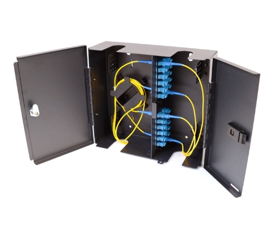 Picture of Wall Mount Termination Box with Double Door - Lockable - Includes x1 Slack Spools - Accepts x4 LGX Adapters Plates (not included)