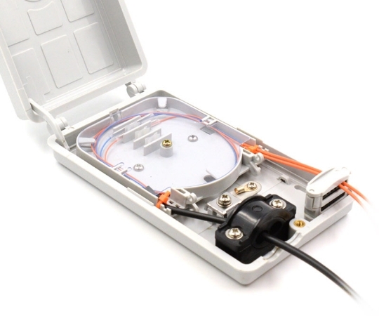 Picture of 12 Fiber Wall Mount Termination Box - Splice Tray Included - 2 Ports at 16mm