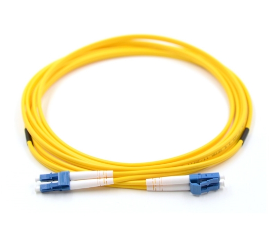 Picture of LC/UPC to LC/UPC Duplex Fiber Optic Patch Cable - 9/125µm Singlemode OS2 - 3mm Yellow PVC Rated Jacket - 1 Meters in Total Length