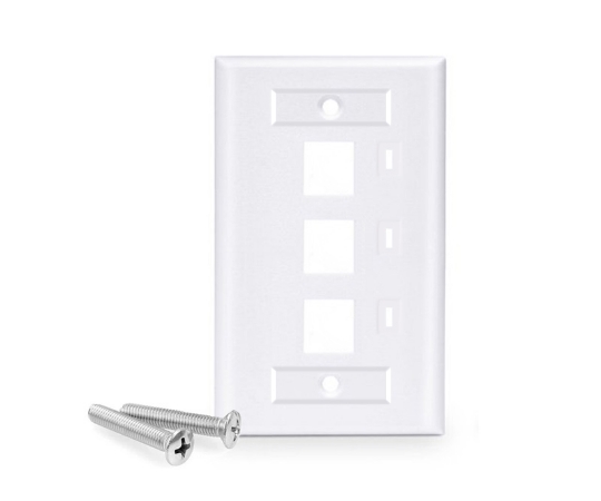 Picture of 3 Port Keystone Wall Plate with ID Window, Single Gang