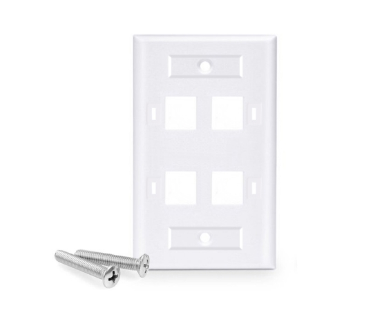 Picture of 4 Port Keystone Wall Plate with ID Window, Single Gang