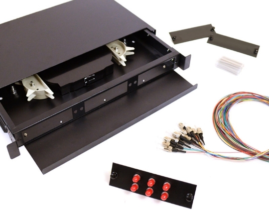 Picture of 6 Fiber ST OM3 50/125 1U Splicing Patch Panel Kit