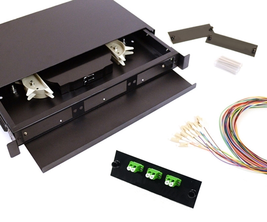 Picture of 6 Fiber LC/APC 9/125 1U Splicing Patch Panel Kit